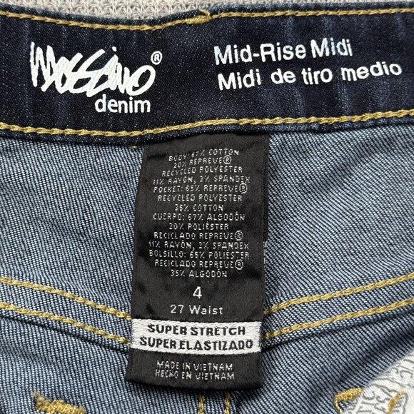 Mossimo Womens Mid-Rise Midi Denim Shorts Size 4 Blue Cuffed Hem Stretch Pockets - Picture 5 of 11